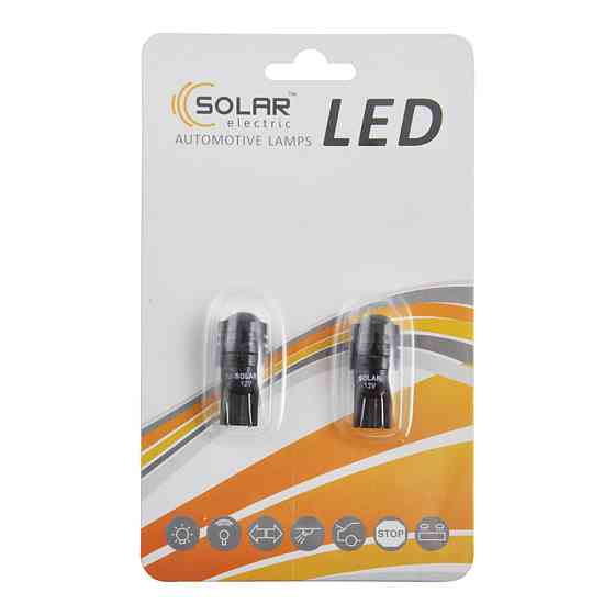 LED автолампа Solar 12V T10 W2.1x9.5d 1SMD 1,5W with lens, 2шт Київ
