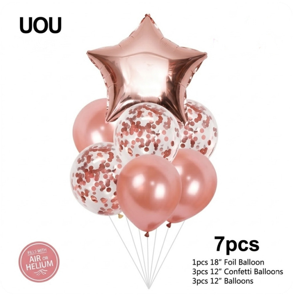 Набір повітряних куль рожеве золото 7 шт. Київ - фото 1