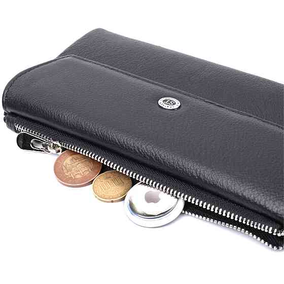 Жіноче портмоне з блоком для карт з натуральної шкіри ST Leather 22698 Чорний Київ