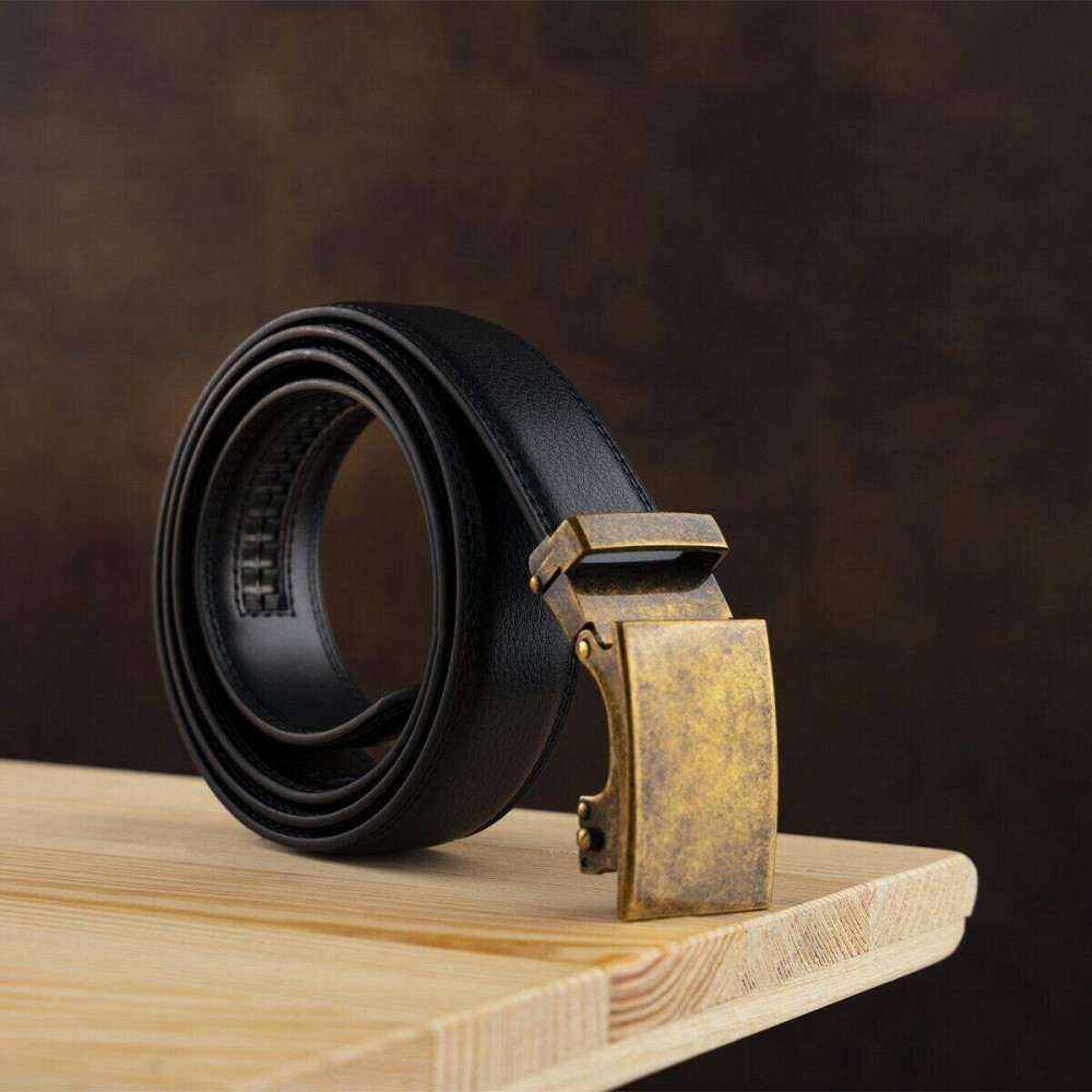 Ремінь чоловічий з латунною пряжкою Vintage 20310 Чорний Київ - фото 8