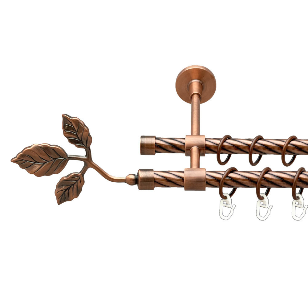 Карниз Orvit Тоскана металевий дворядний закритий скручена труба кільце металеве Мідь 16\16 мм 160 см (00-00025367) Львів - фото 1