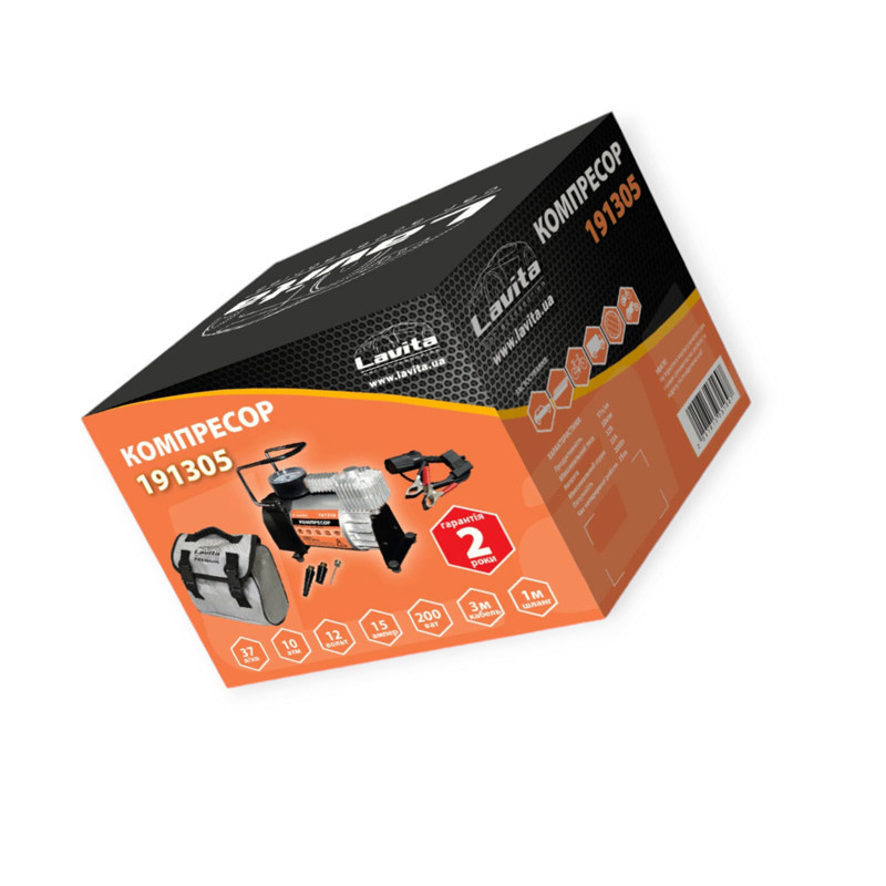 Компрессор 10атм/37л/1,2м шланг/прикур-клемы/сумка Мукачево - изображение 7