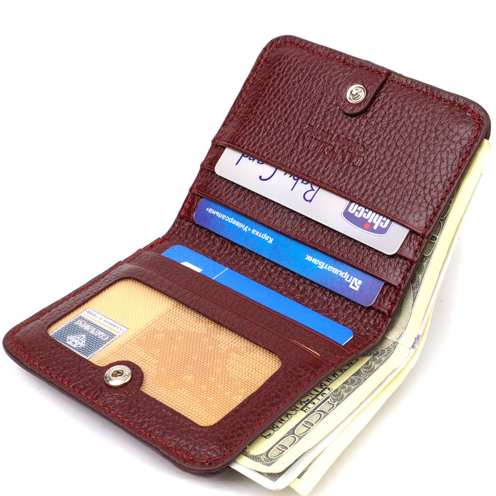 Идеальный женский кошелек небольшого размера из натуральной кожи флотар Бордовый (CANPELLINI) Киев - изображение 10