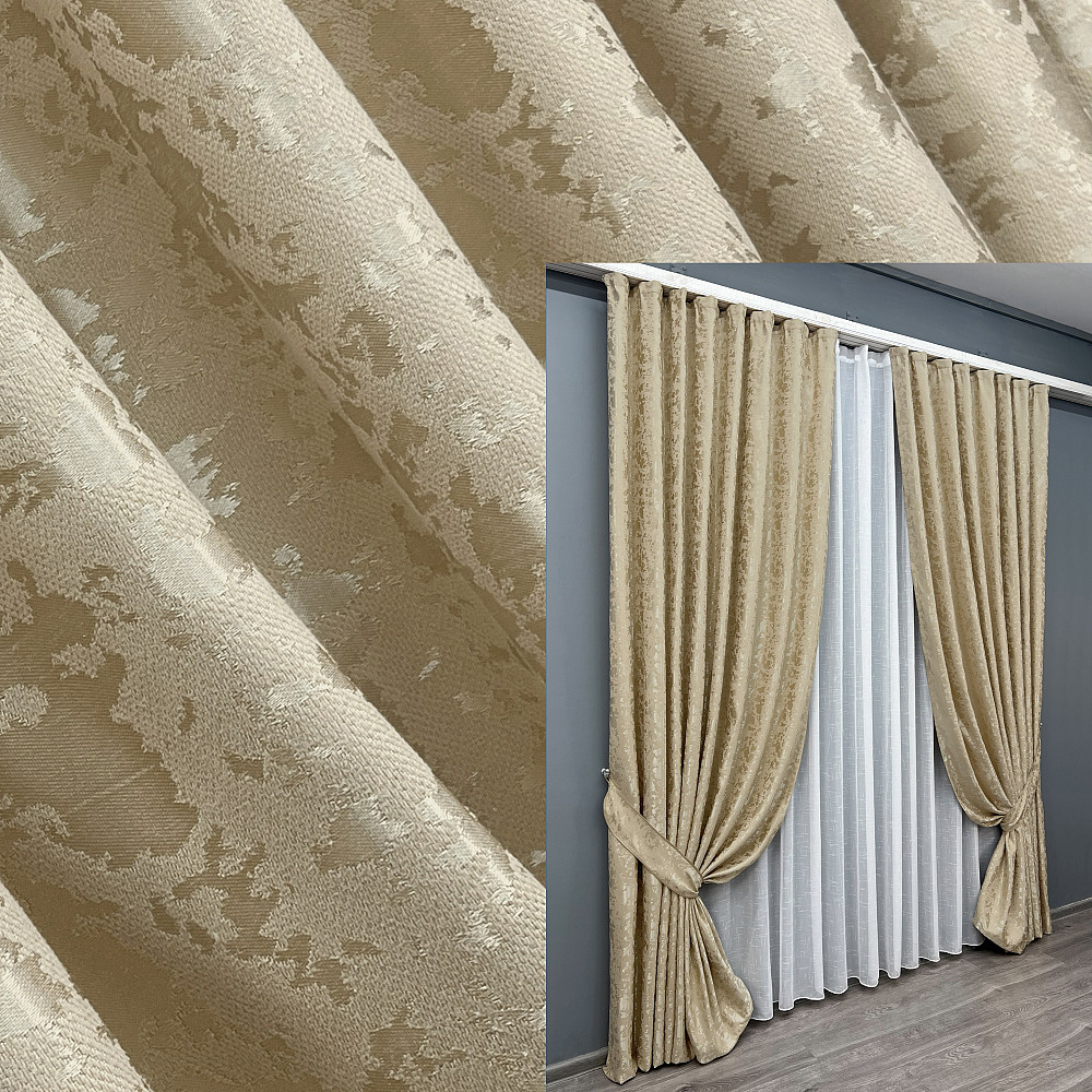 Комплект готовых штор VR-Textil Лен мрамор Pavliani ХО № 1270ш Бежевый 150х280 см 2 шт (33-0099) Киев - изображение 9