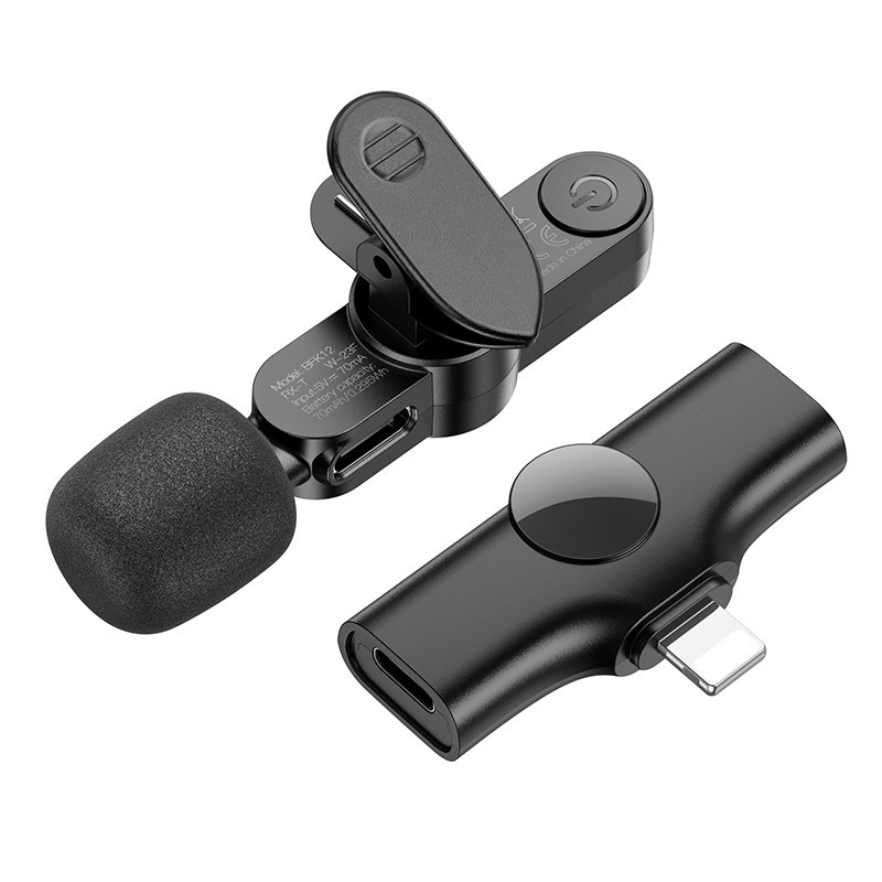 Беспроводная микрофонная система BOROFONE BFK12 Trophy lavalier wireless digital microphone iP Black Одесса - изображение 3