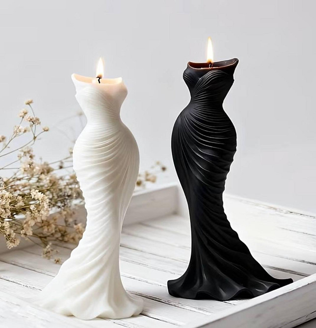Силіконовий молд свічка вечірня сукня 3D, форма плаття для свічок гіпсу епоксидної смоли Київ - фото 4