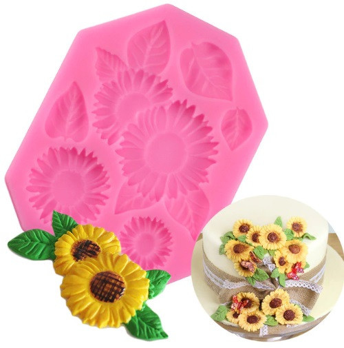 Молд силиконовый Подсолнух 119 на 68 мм розовый Киев - изображение 3