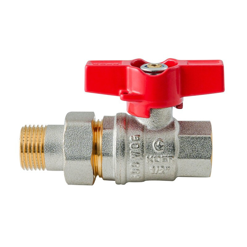 Кран з американкою Koer Extreme KE.227-15 - 1/2" ручка "метелик" червона (KR5765)   ( 20529 ) Харків - фото 4