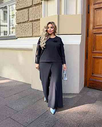 Женский батальный костюм двойка креп дайвинг Графит, 64/66 Одесса