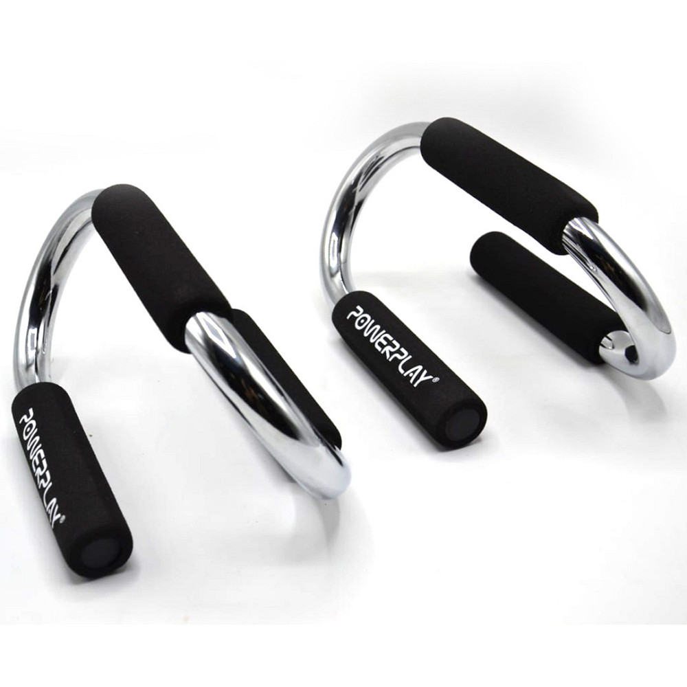 Металеві S-подібні упори для віджимань PowerPlay ергономічні фітнес-ручки для тренування м'язів верхньої частини тіла Київ - фото 2