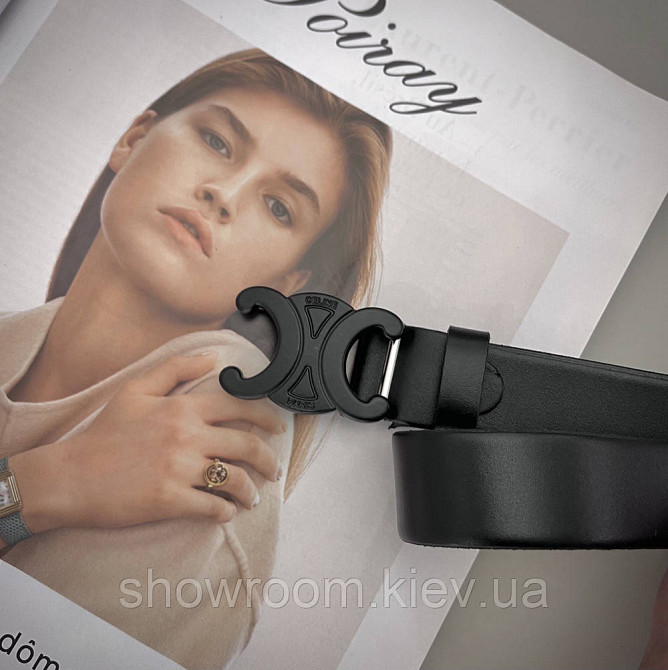 Женский кожаный ремень Celine black (3 cм) Киев - изображение 4