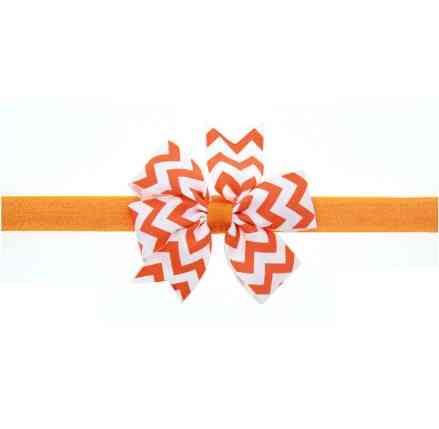 Детская повязка в полоску оранжевая - окружность 36-48см, размер банта 9см Киев