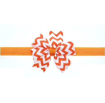 Детская повязка в полоску оранжевая - окружность 36-48см, размер банта 9см Киев - изображение 1