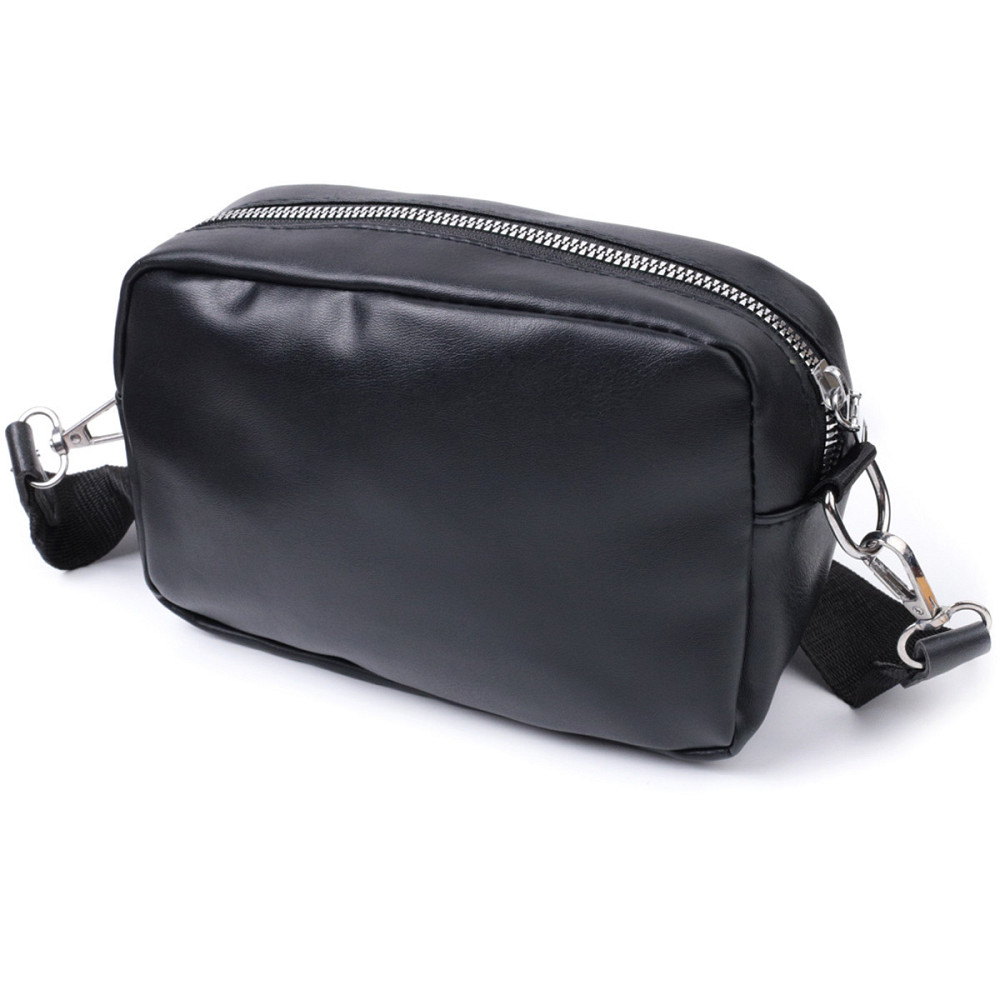 Удобная женская сумка кросс-боди с монетницей из экокожи Vintage 22796 Черный Киев - изображение 2