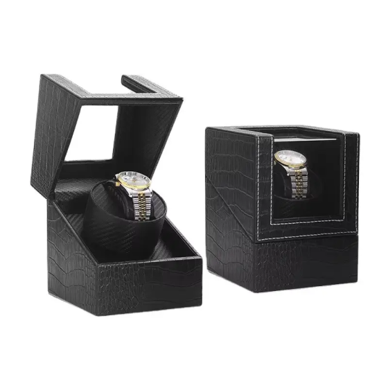 Скринька для підзаводу годинника Віндер тайммувер для 1-го годинника (Чорний з чорним 2) Вінниця