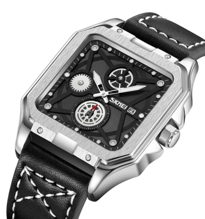 Часы мужские наручные классические Skmei 9330 (Серебристый с черным) Киев
