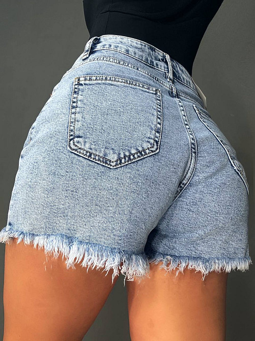 Шорти-спідниця жіночі Vanver 218-239 на запах з гудзиками стрейчеві блакитні, блакитний, 31, 31, 87 см, 112 см Київ - фото 5