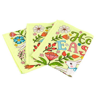 Полотенце Руно Набор вафельных Пасхальные Зайчики с писанкой салатовый 45х60 см 3 шт (710Т_Великодні Зайчики з писанкою салатовий) Винница - изображение 1