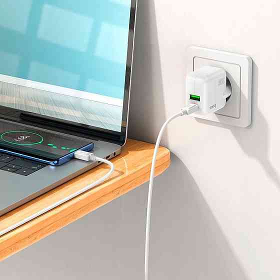 Мережевий зарядний пристрій HOCO C111A Lucky dual-port PD30W+QC3.0 charger, колір білий 6931474790866 Одеса
