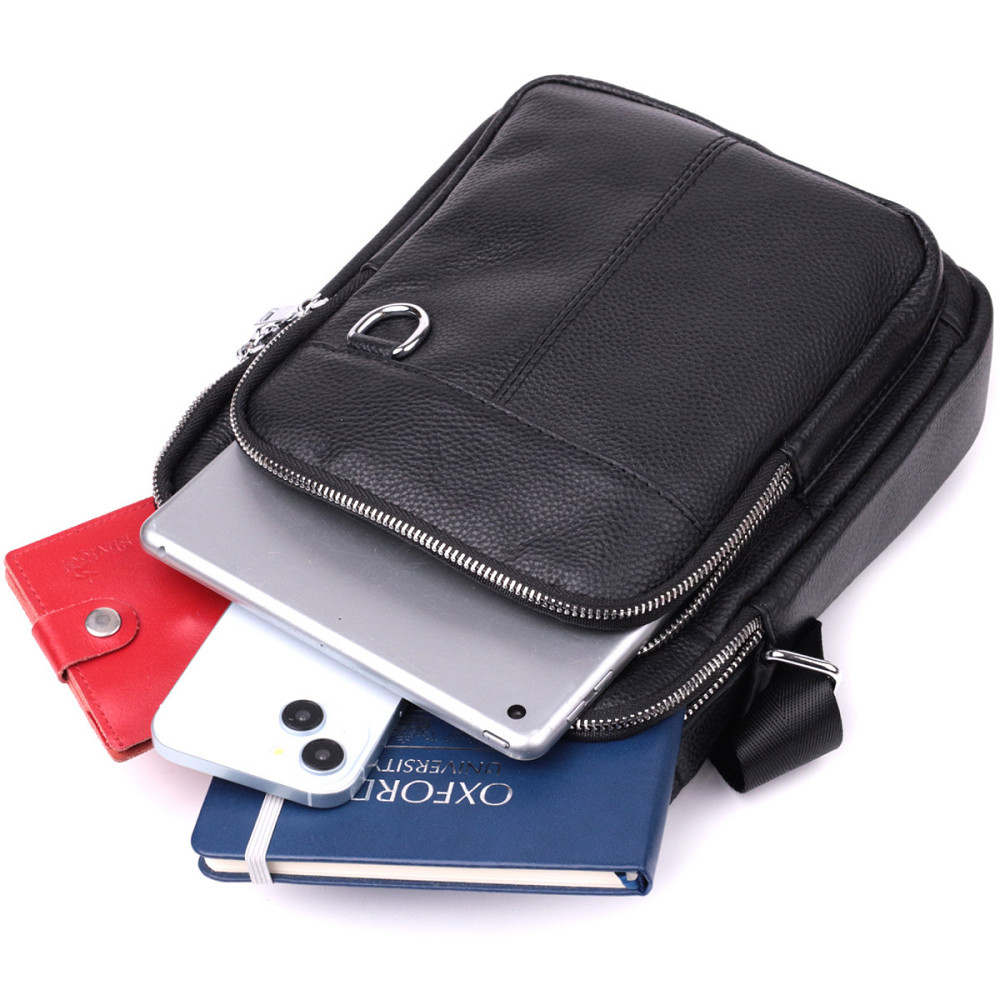 Удобная вертикальная сумка для мужчин из натуральной кожи Vintage sale_15115 Черный Киев - изображение 7