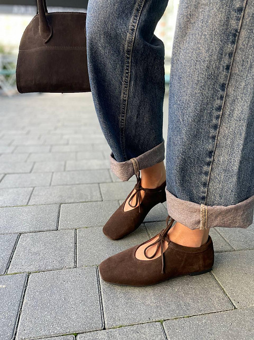 SEE SEVEN Балетки жіночі SEE SEVEN 1770 шоколадні (весна-осінь, замша натуральна) (5848) Коломия - фото 4