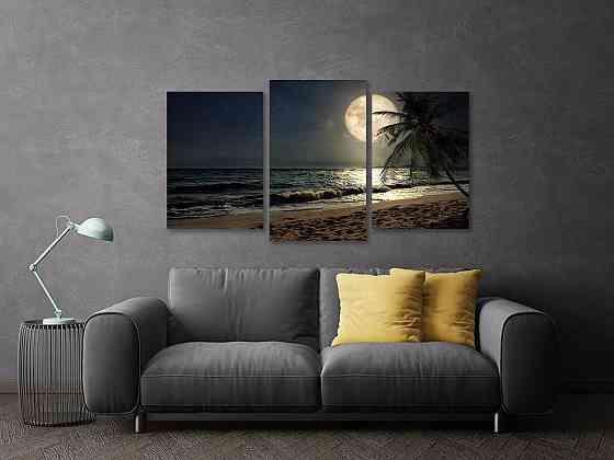 Модульна картина у вітальню/ спальню Місяць в морі Art-522_3 100x150 см Київ