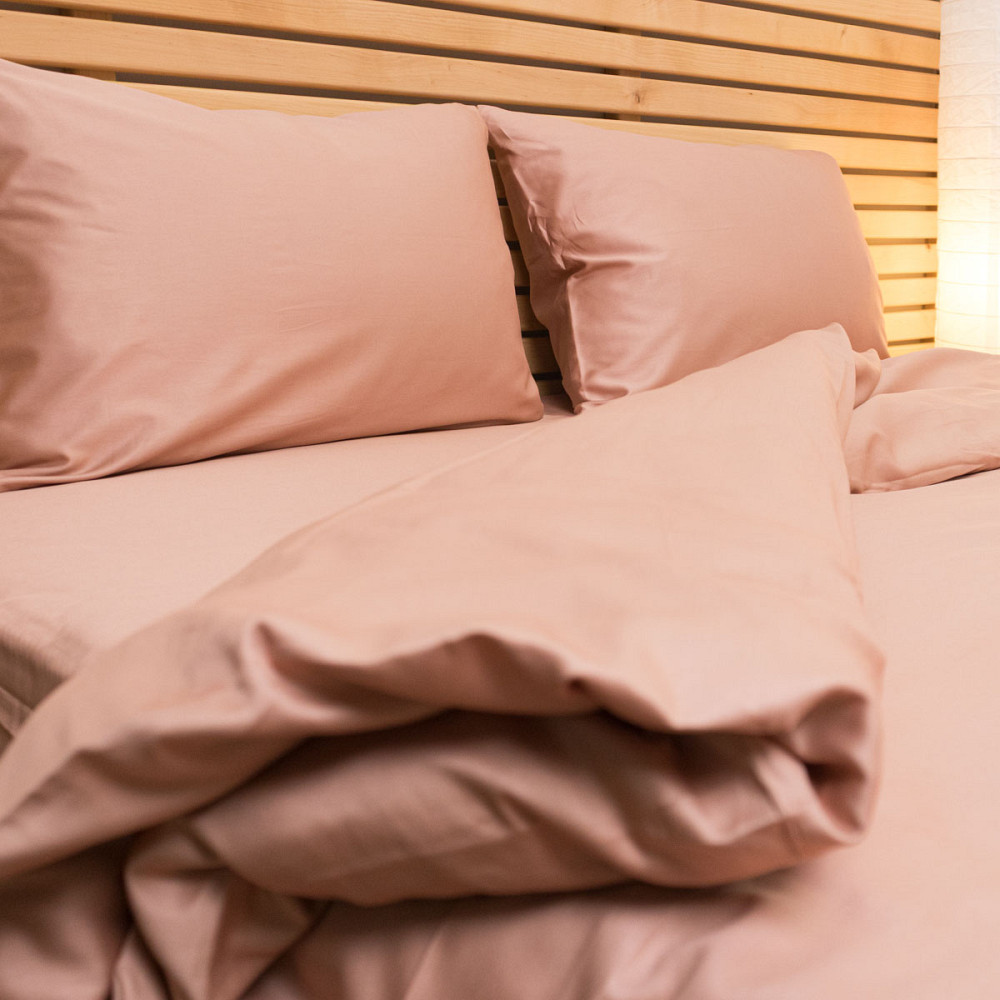 Комплект постільної білизни полуторний Сатин Гладкий 135 г/м2 YouStar (Фраппе) 2 х 70х70 Суми - фото 2