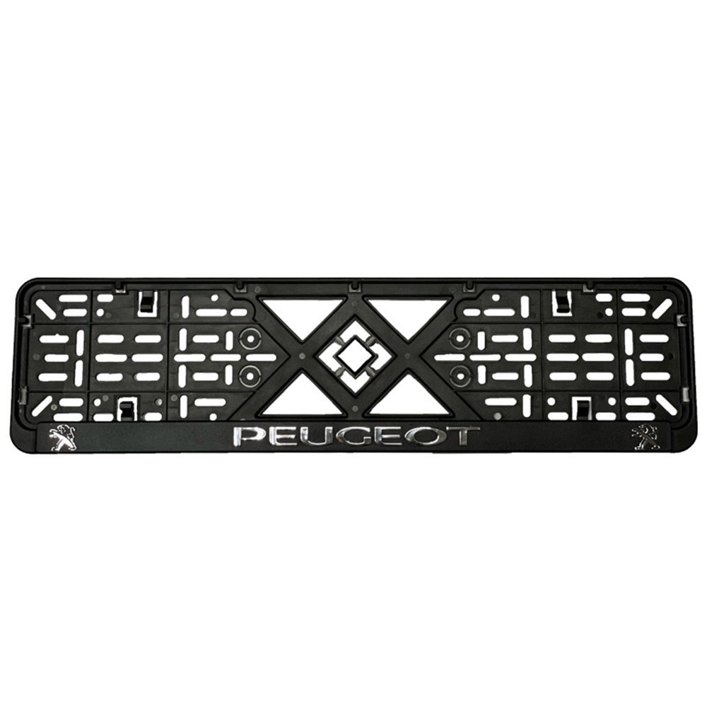 Рамка номерного знаку хром надпис Peugeot пластик чорна 1шт Київ - фото 1