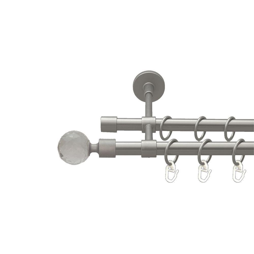 Карниз Orvit Люміера металевий дворядний закритий гладка труба кільце металеве Сатин 16\16 мм 240 см Львов - изображение 1