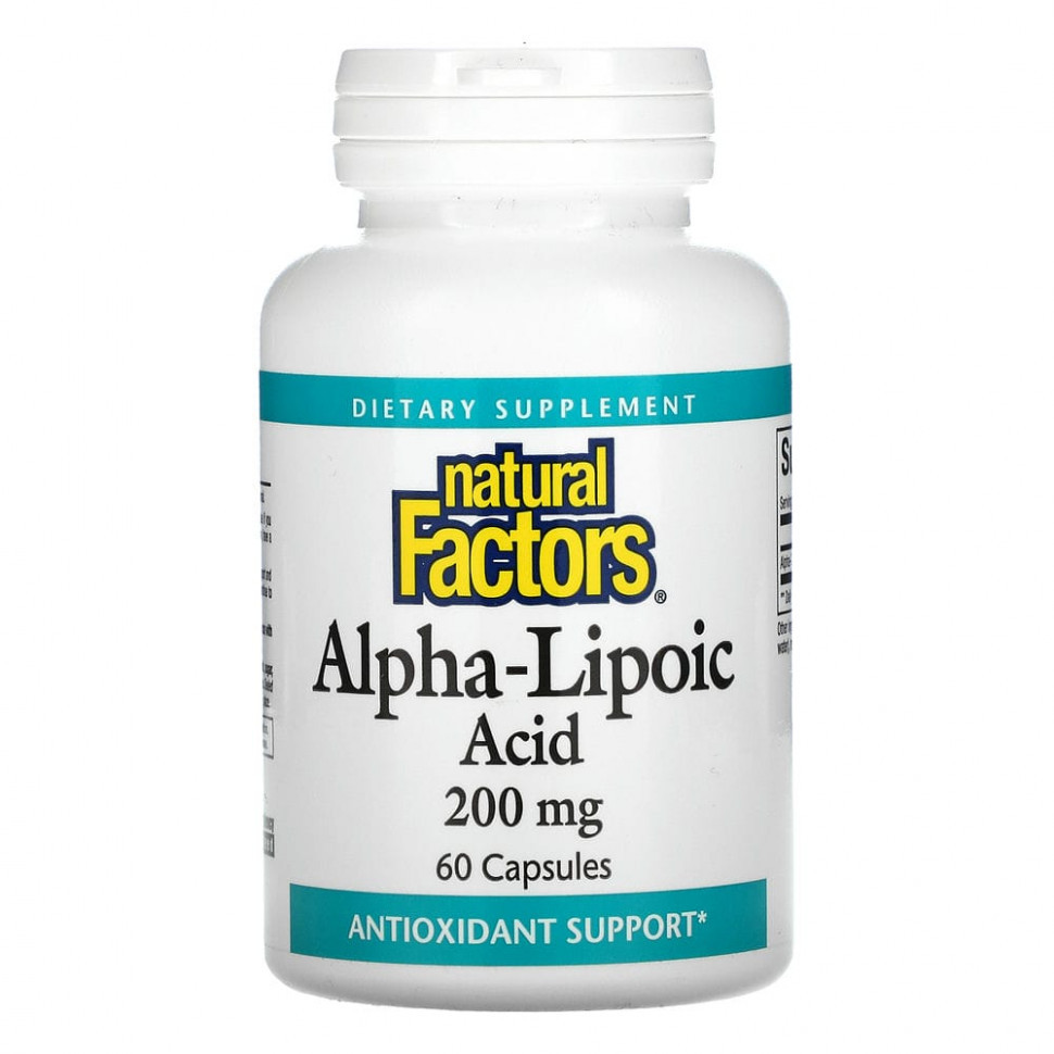 Альфа-ліпоєва кислота Natural Factors Alpha-Lipoic Acid, 200 mg, 60 Capsules Луцьк - фото 1
