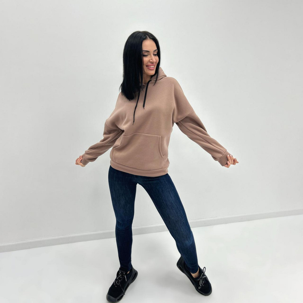 Однотонный батник с капюшоном 