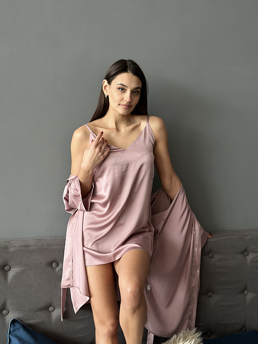 Шелковая ночная рубашка Какао 3XL/4XI Харьков - изображение 6