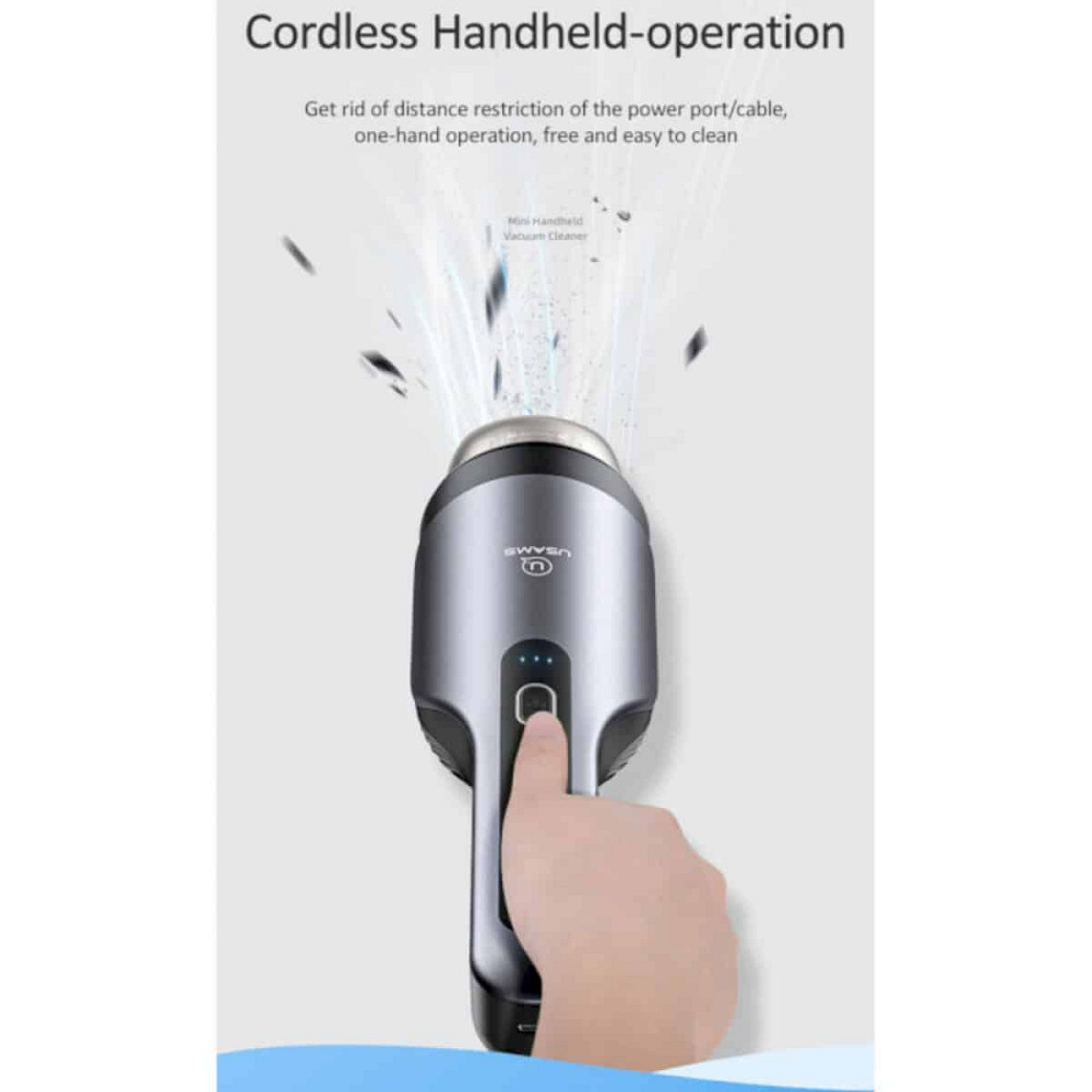 Автомобільний пилосос Usams US-ZB108-1 Mini Handheld Vacuum Cleaner Black Київ - фото 5