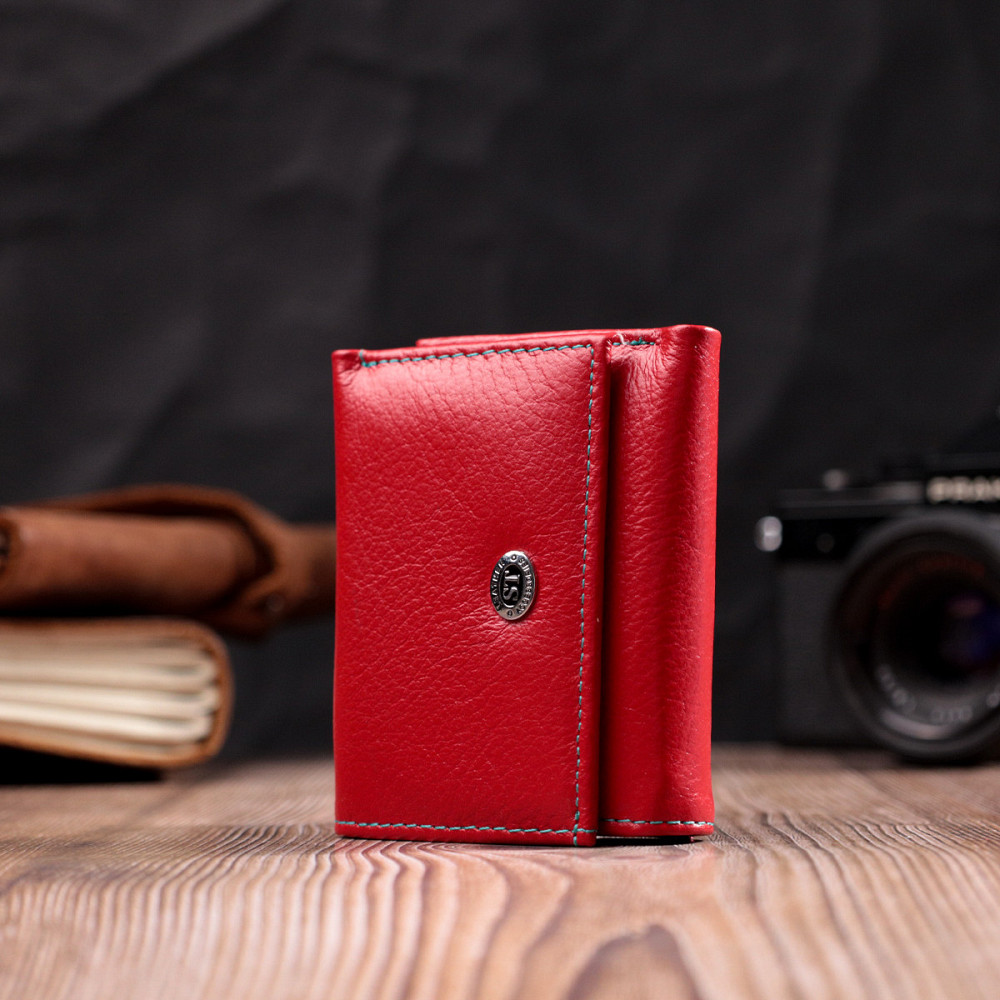 Яркий маленький кошелек для женщин из натуральной кожи Красный (ST Leather) Киев - изображение 2