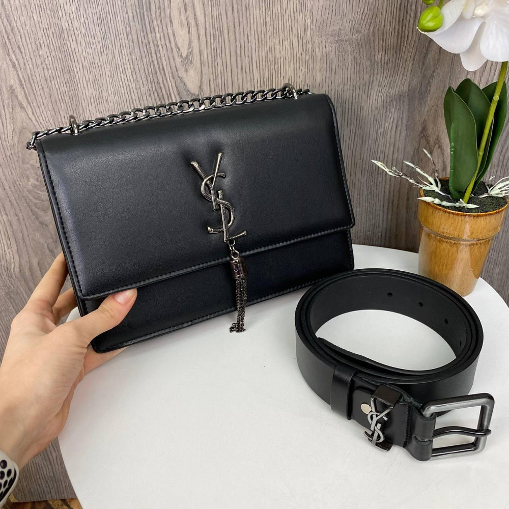 Набір жіноча міні сумочка клатч YSL сумка з ланцюжком + жіночий пояс поясний ремінь ( 21789 ) Харьков - изображение 2