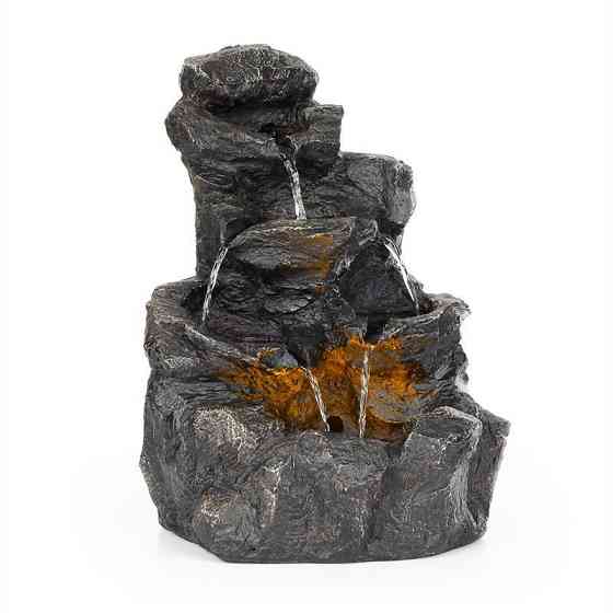 Садовый фонтан Rocky Waters 2,5 Вт, светодиодное освещение, полирезина, антрацит (Германия, читать описание) Ровно