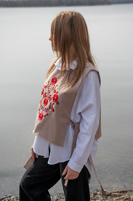 Вишита жилетка, жилетка — вишиванка  льон стрейч Київ - фото 6