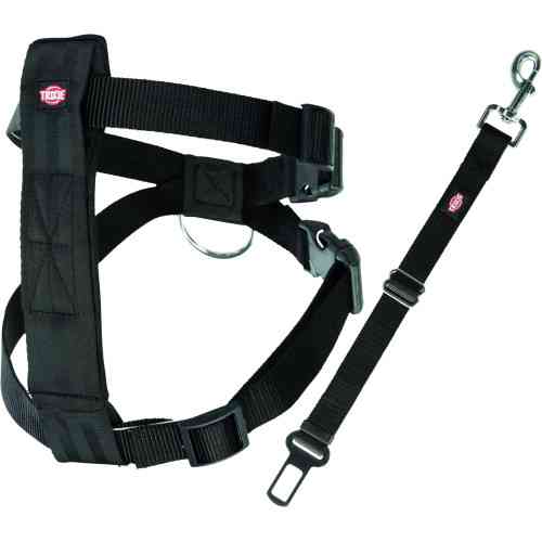 Пояс-шлея безпеки Trixie для собак в автомобіль розмір M 50–70 см на 25 мм чорний Київ