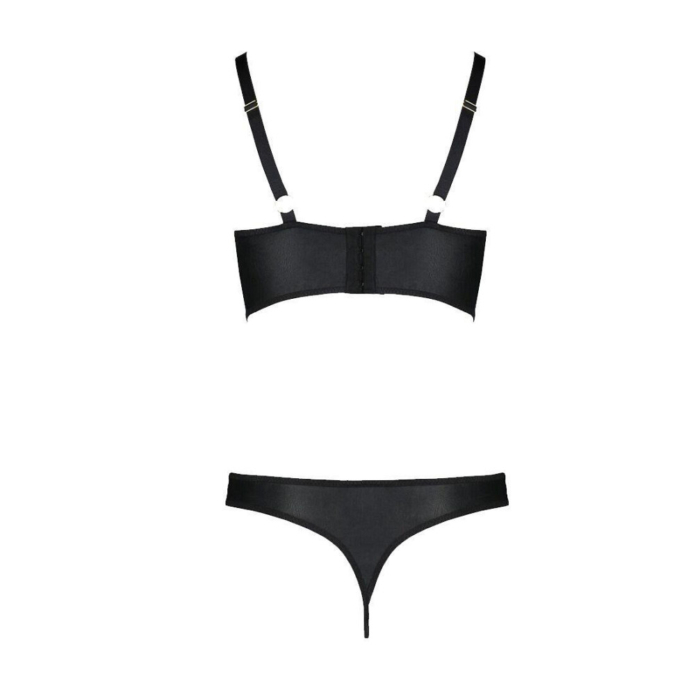 Комплект из экокожи Passion MALWIA BIKINI 6XL/7XL black, с люверсами и ремешками, бра, трусики Sex Aura Киев - изображение 4