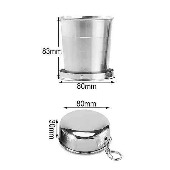 Походная складная чашка RESTEQ из нержавеющей стали — металлический туристический стакан 250 мл с карабином Киев