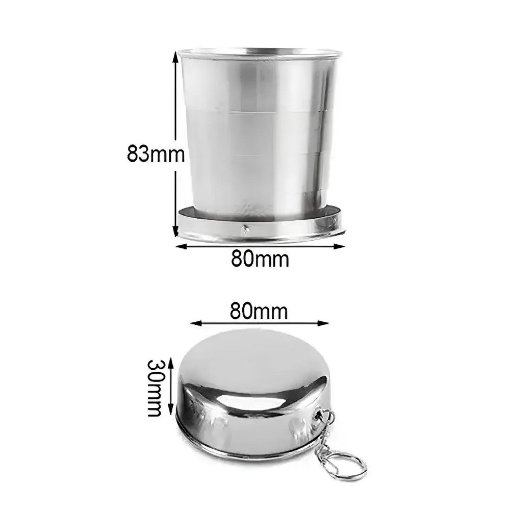 Похідна складна чашка RESTEQ з нержавіючої сталі — металевий туристичний стакан 250 мл з карабіном Київ - фото 3