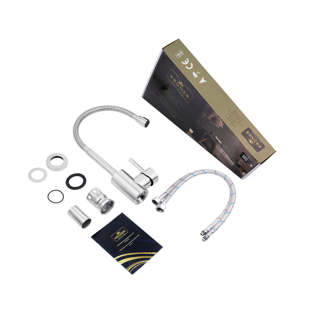 Змішувач для кухні з гнучким виливом Kroner KRP Edelstahl Klassisch - ESG035-1 сатин Київ - фото 9