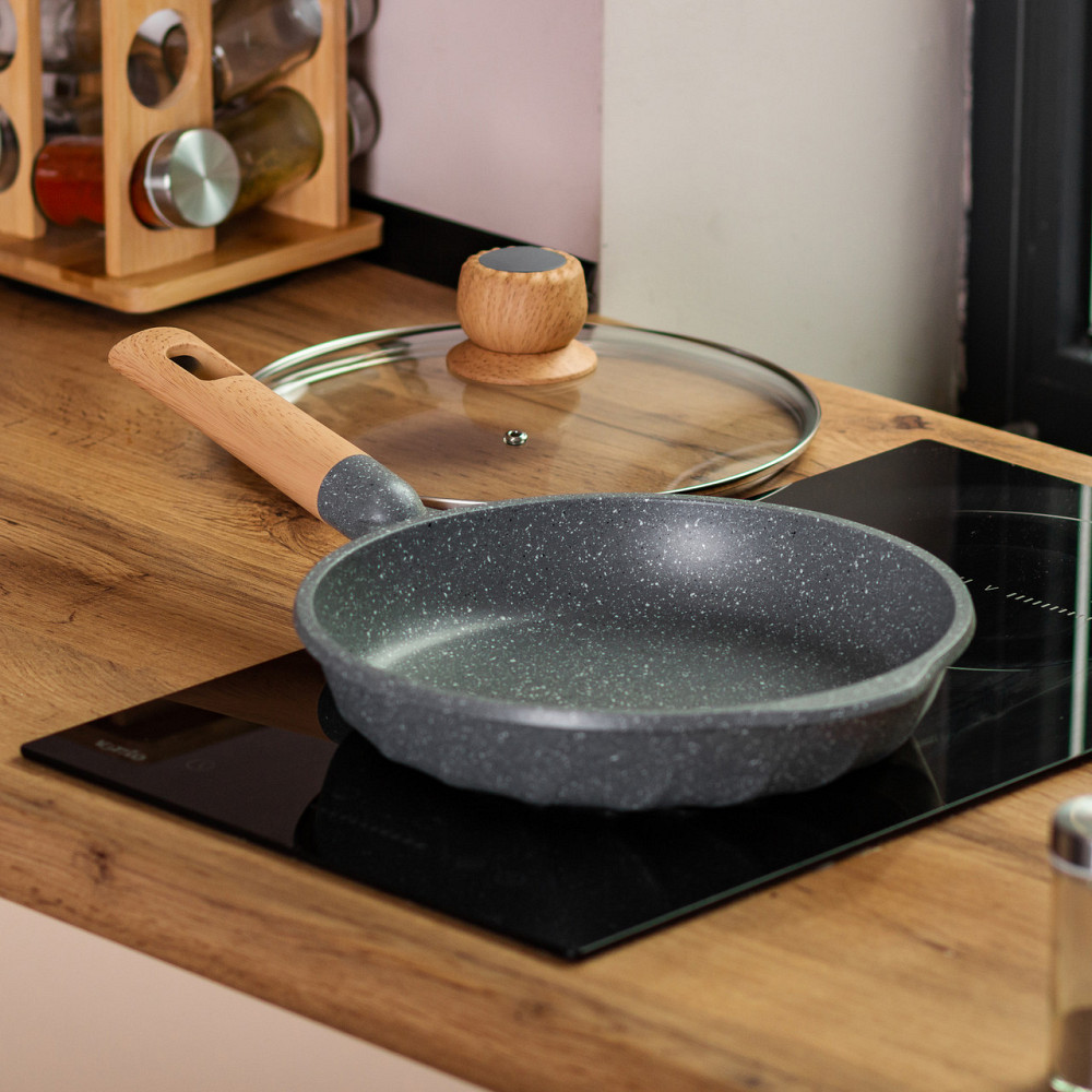 Алюминиевая сковорода 1,8 л с мраморным антипригарным покрытием Ø 24 см серая MGC HP-4-423G Киев - изображение 7