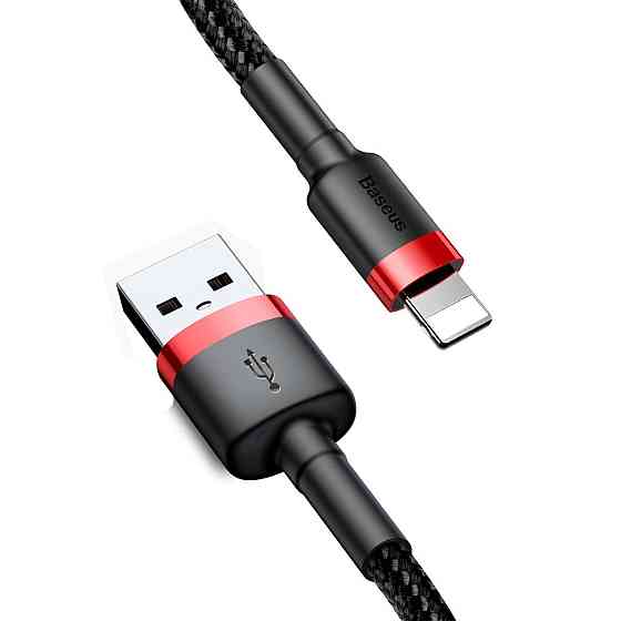 Кабель Baseus Cafule Cable USB - Lightning 2.4A 0.5m, колір червоний+Black CALKLF-A19 Одеса