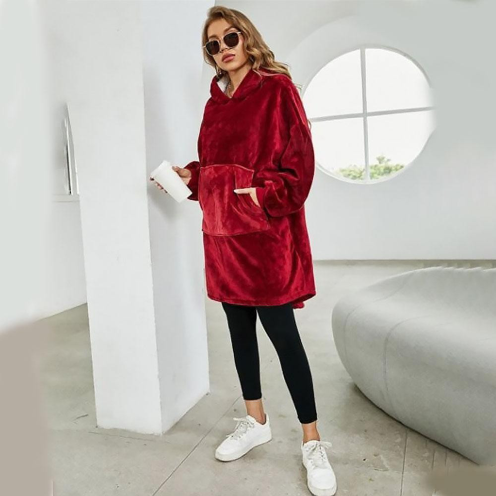 Плед толстовка с капюшоном (100х80см) HUGGLE HOODIE, Бордовый / Плед-худи / Оверсайз толстовка плед с капюшоном Киев - изображение 2