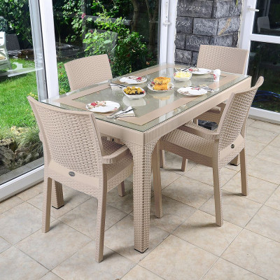 Стіл садовий Irak Plastik під ротанг 80х140 см білий (4775) Вінниця - фото 3