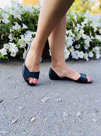 Ника Балетки жіночі чорні VSN Ніка весна-літо, натуральна шкіра / Легкі балетки з відкритим нос Коломия