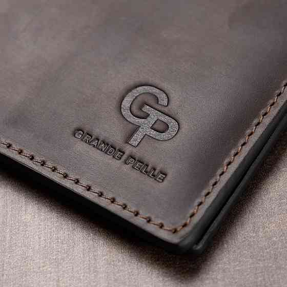 Кожаный мужской зажим для денег GRANDE PELLE 11540 Коричневый Киев