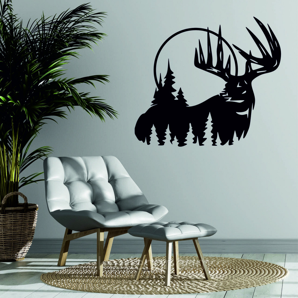 Декоративное настенное Панно «Олень» Декор на стену 110*100 см, Черный Киев - изображение 1