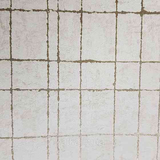 Шпалери флізелінові еко Rasch Kerala 0.53х10 геометрія смуги сітка сріблясті на молочному ефект старовини Київ